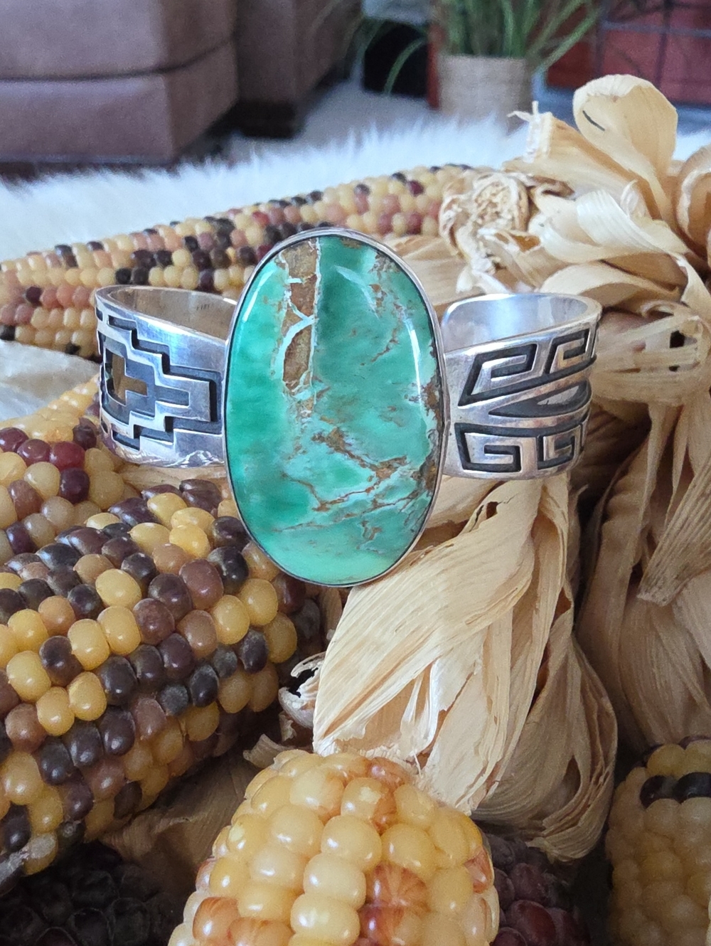 Stunning Native American Navajo Variscite Cuff By Everett & Mary Teller 🩶💚🎁